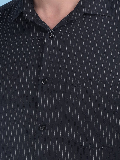 Black Printed 100% Cotton Shirt-Men Shirts-Crimsoune Club