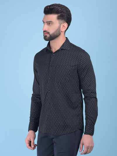 Black Printed 100% Cotton Shirt-Men Shirts-Crimsoune Club