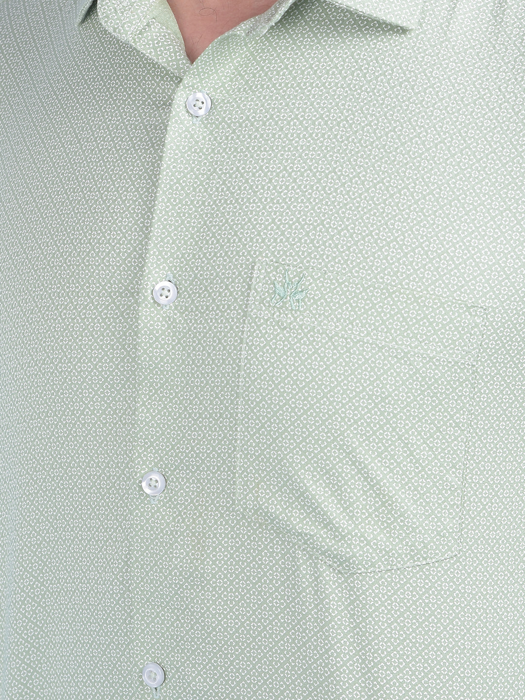 Green Floral Print 100% Cotton Shirt-Men Shirts-Crimsoune Club