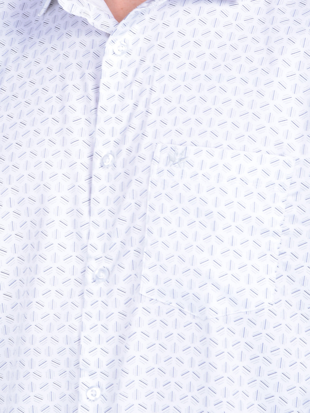 Printed White Stretchable Shirt-Men Shirts-Crimsoune Club