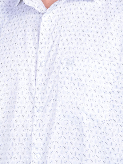 Printed White Stretchable Shirt-Men Shirts-Crimsoune Club
