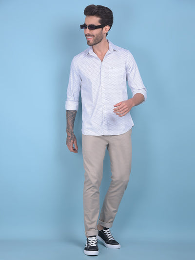 Printed White Stretchable Shirt-Men Shirts-Crimsoune Club