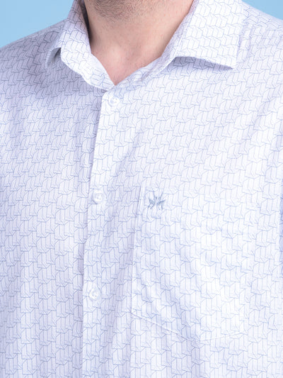 White Printed 100% Cotton Shirt-Men Shirts-Crimsoune Club