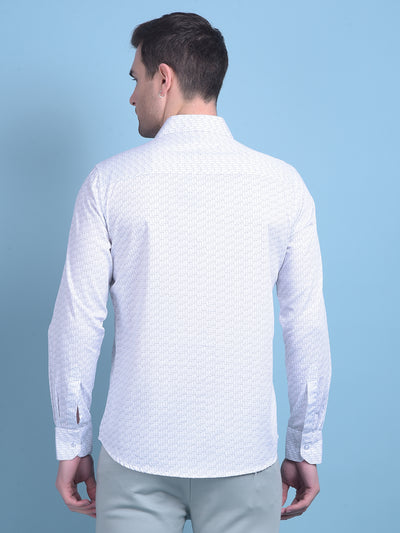 White Printed 100% Cotton Shirt-Men Shirts-Crimsoune Club