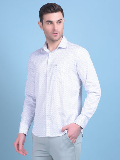 White Printed 100% Cotton Shirt-Men Shirts-Crimsoune Club