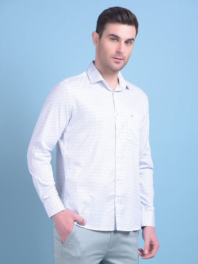 White Printed 100% Cotton Shirt-Men Shirts-Crimsoune Club