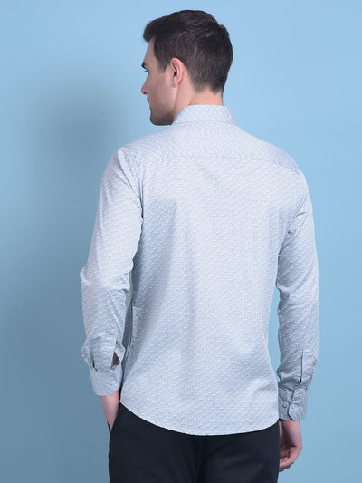 Grey Printed 100% Cotton Shirt-Men Shirts-Crimsoune Club