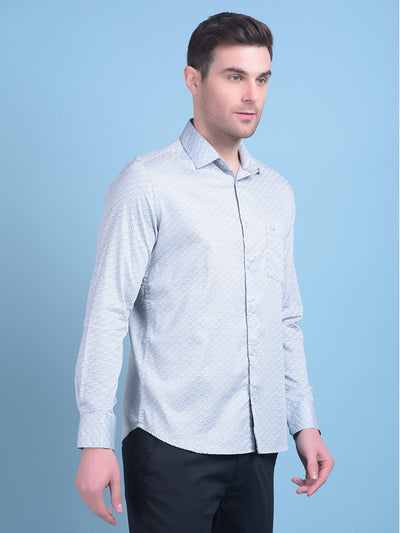 Grey Printed 100% Cotton Shirt-Men Shirts-Crimsoune Club