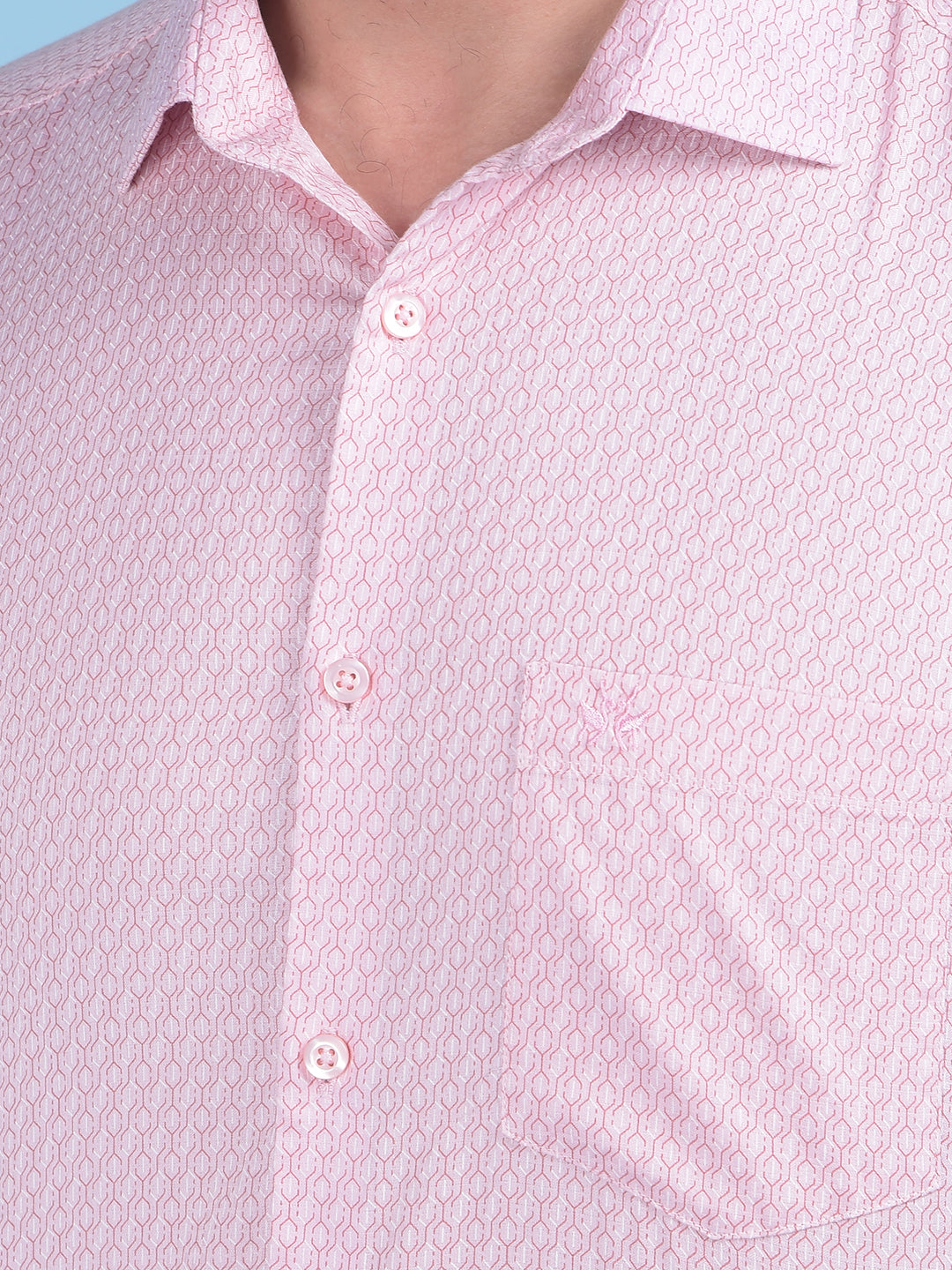 Pink Printed 100% Cotton Shirt-Men Shirts-Crimsoune Club