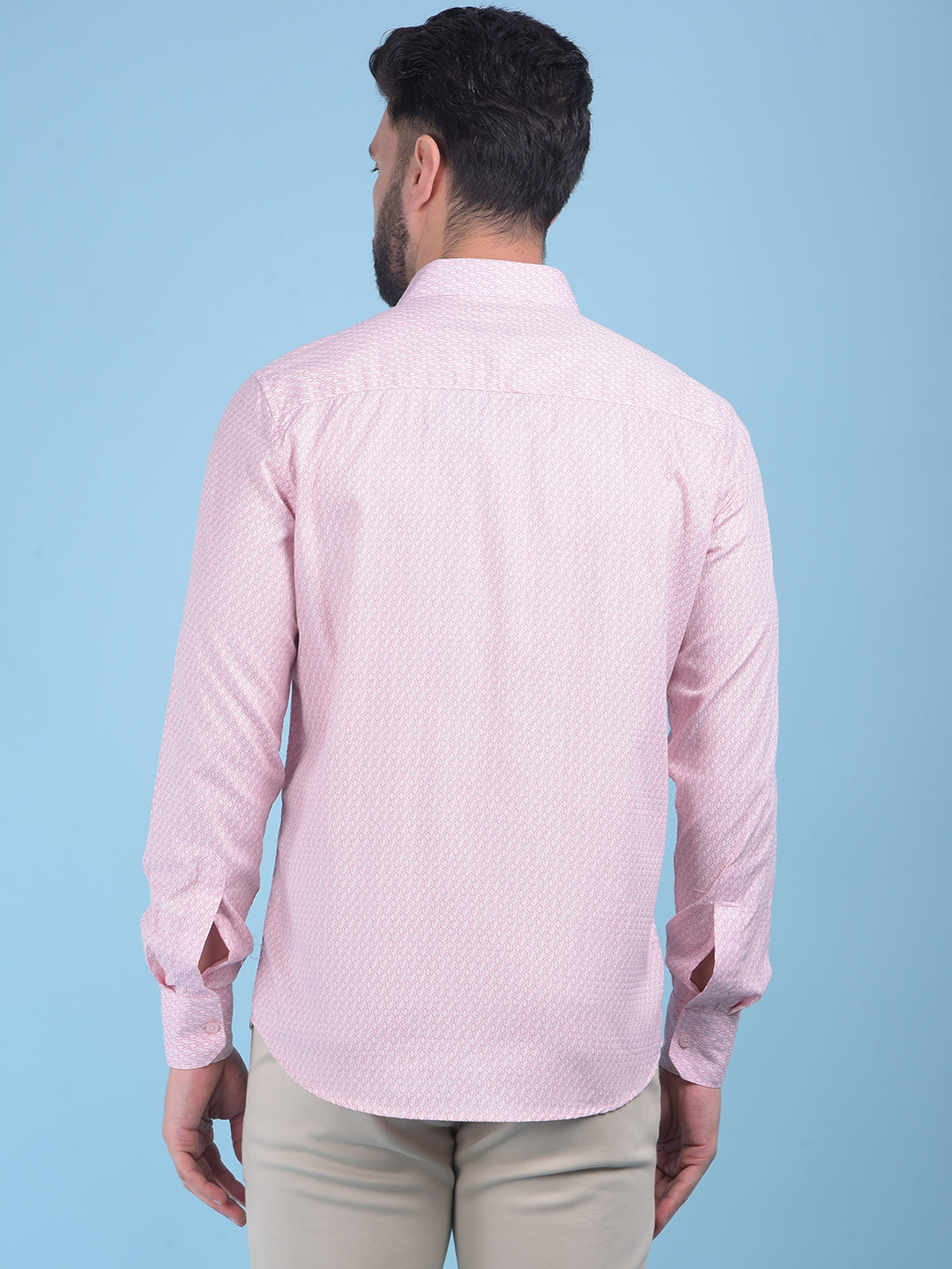 Pink Printed 100% Cotton Shirt-Men Shirts-Crimsoune Club