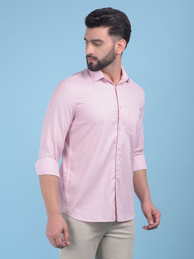 Pink Printed 100% Cotton Shirt-Men Shirts-Crimsoune Club