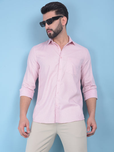 Pink Printed 100% Cotton Shirt-Men Shirts-Crimsoune Club