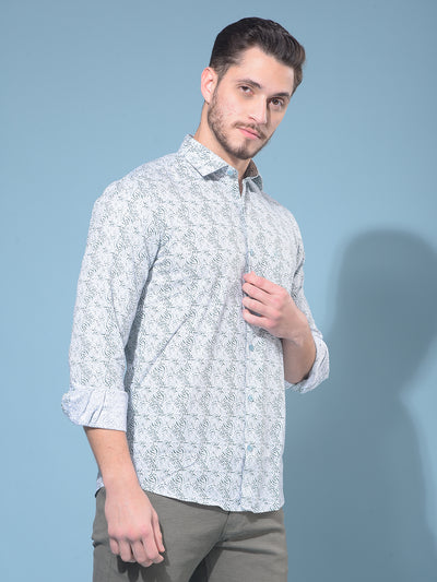 Green Floral Print 100% Cotton Shirt-Men Shirts-Crimsoune Club