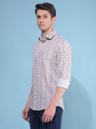 Brown Printed 100% Cotton Shirt-Men Shirts-Crimsoune Club