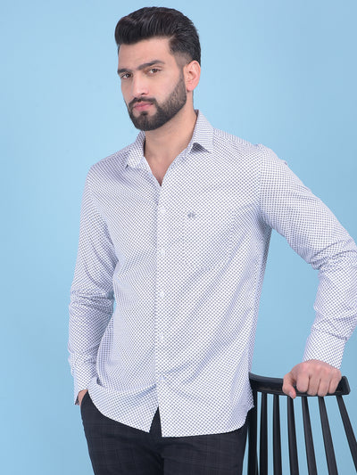 White Printed 100% Cotton Shirt-Men Shirts-Crimsoune Club