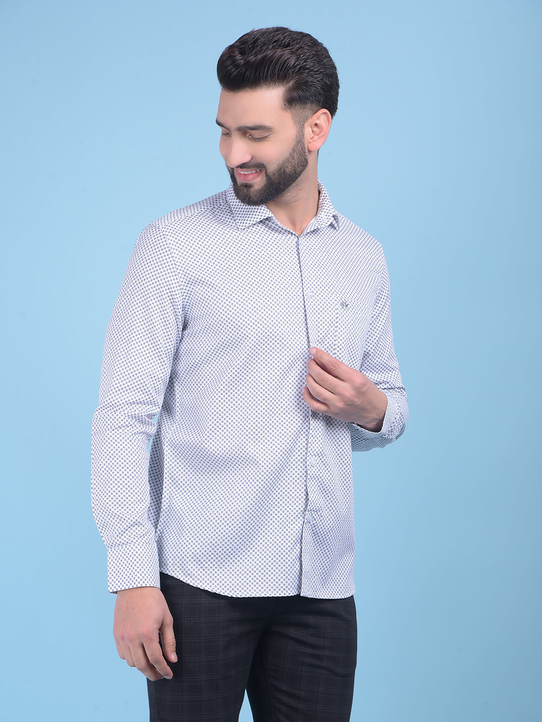 White Printed 100% Cotton Shirt-Men Shirts-Crimsoune Club