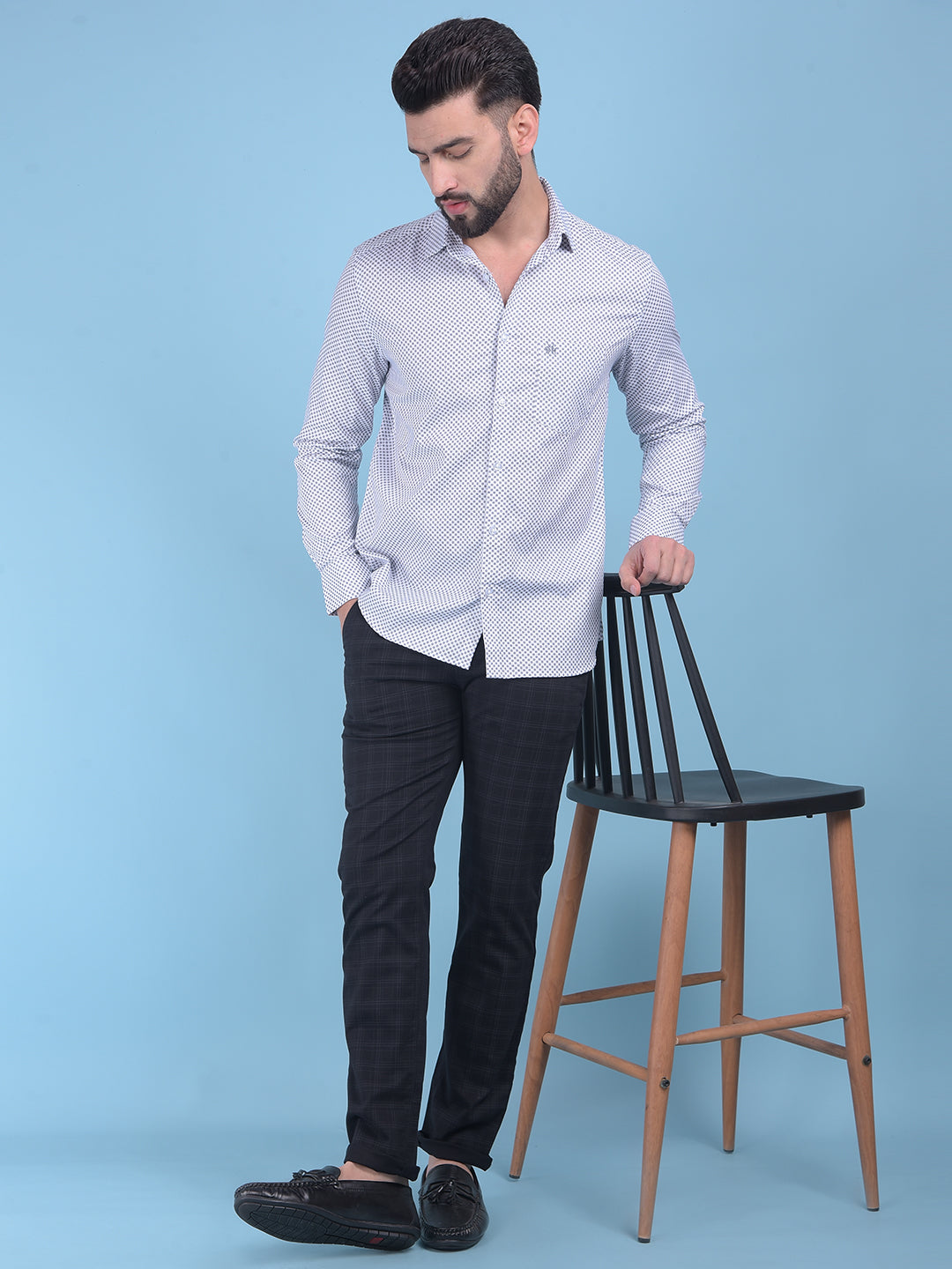 White Printed 100% Cotton Shirt-Men Shirts-Crimsoune Club