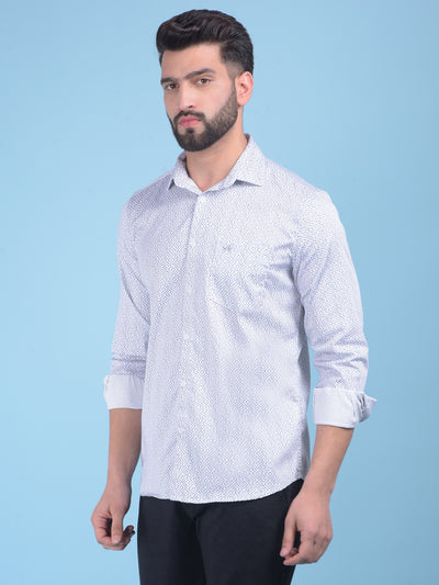 Printed White Shirt-Men Shirts-Crimsoune Club