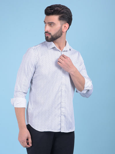 Printed White Shirt-Men Shirts-Crimsoune Club