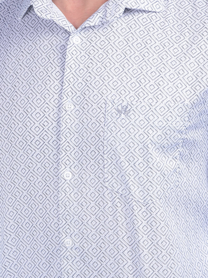 Printed White Shirt-Men Shirts-Crimsoune Club