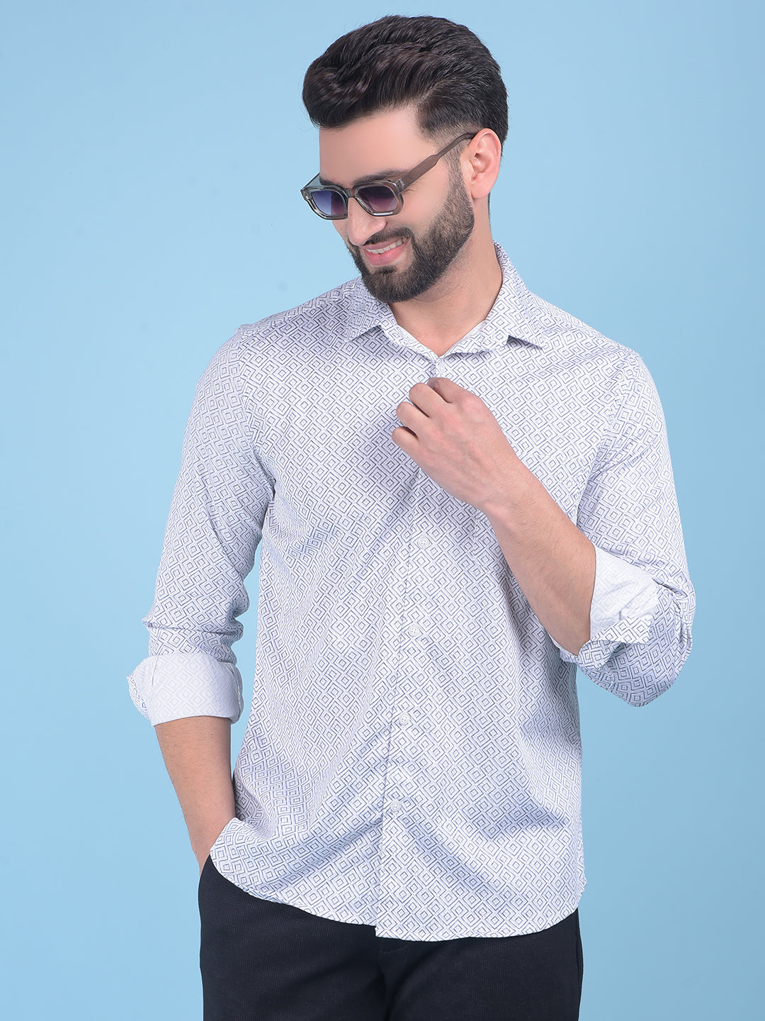 Printed White Shirt-Men Shirts-Crimsoune Club