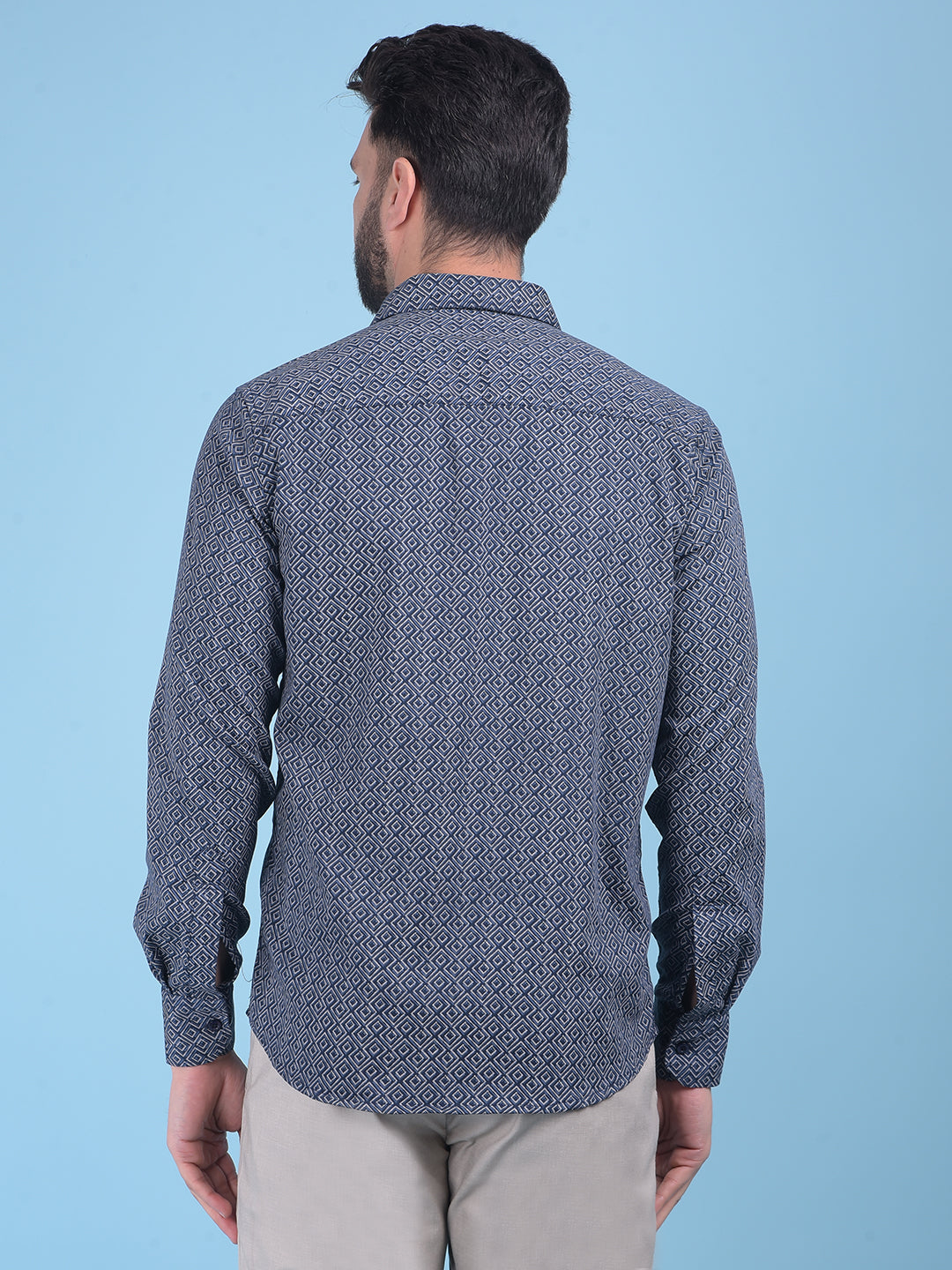 Printed Blue Shirt-Men Shirts-Crimsoune Club