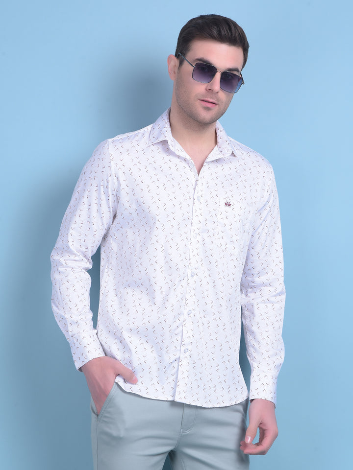 Printed White Shirt-Men Shirts-Crimsoune Club