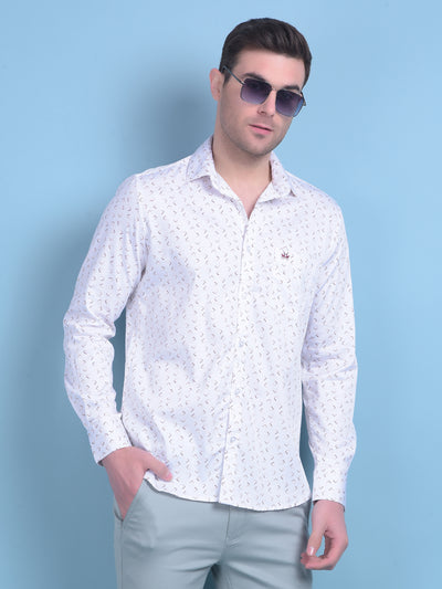 Printed White Shirt-Men Shirts-Crimsoune Club