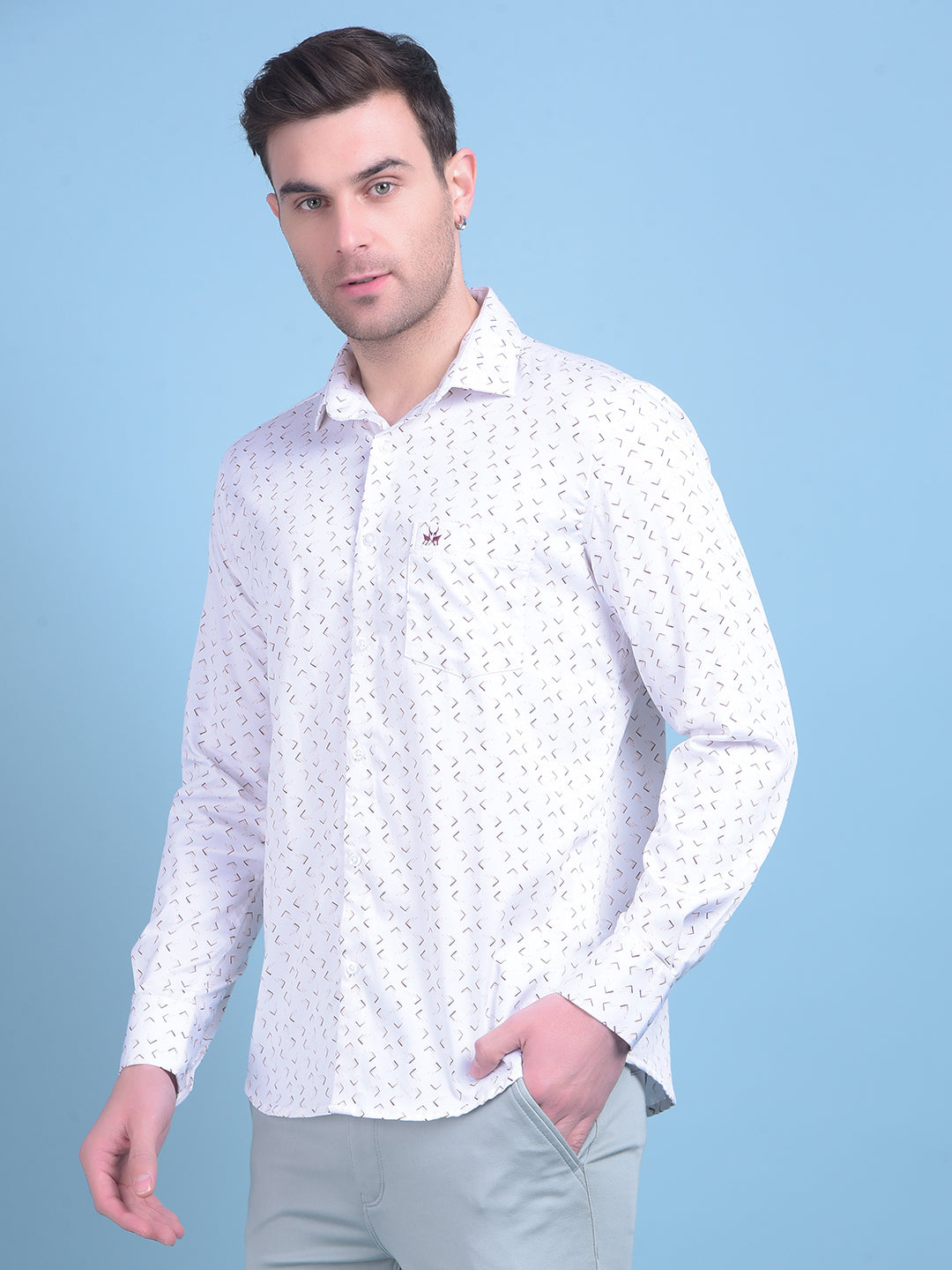 Printed White Shirt-Men Shirts-Crimsoune Club