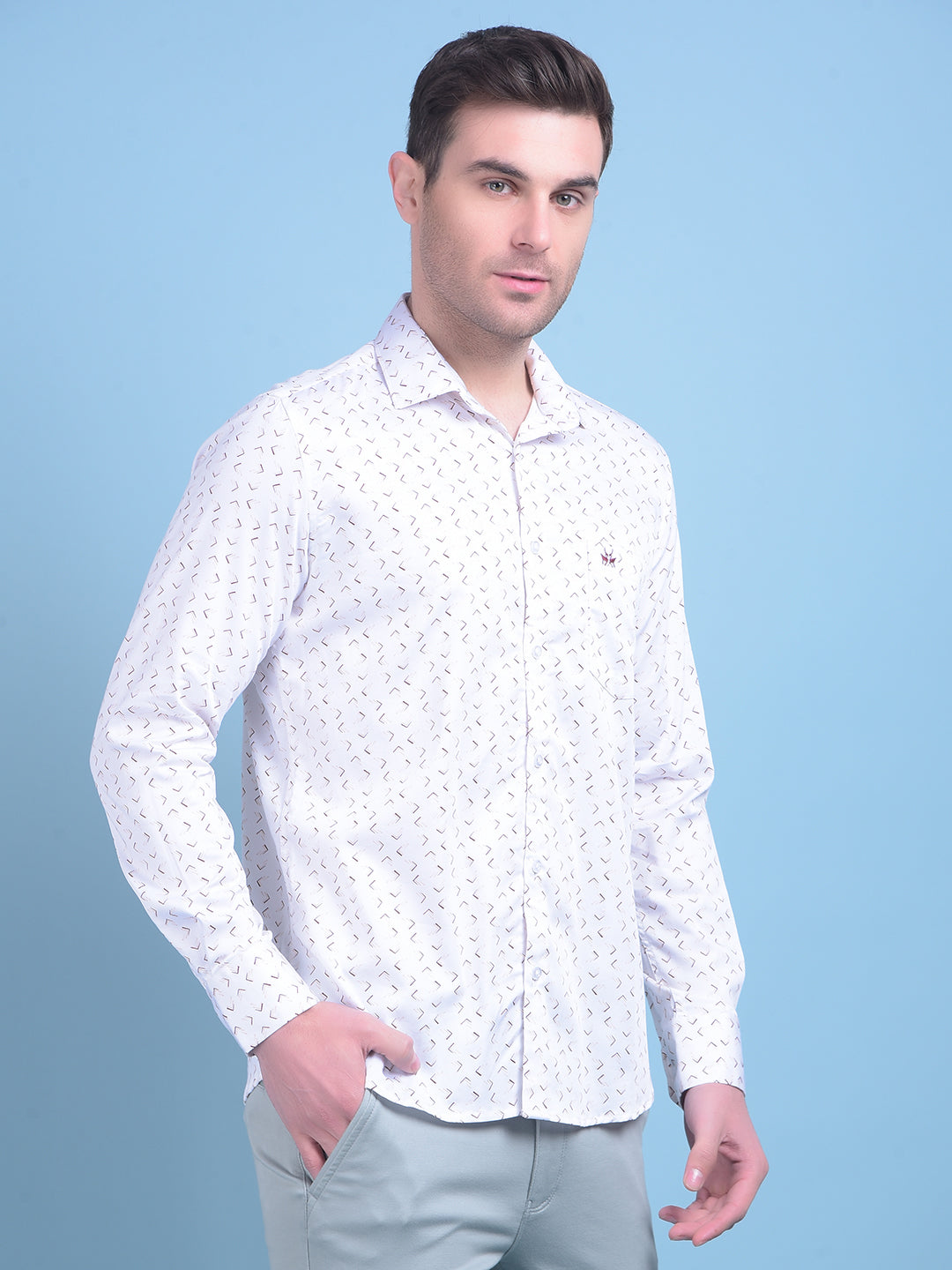 Printed White Shirt-Men Shirts-Crimsoune Club