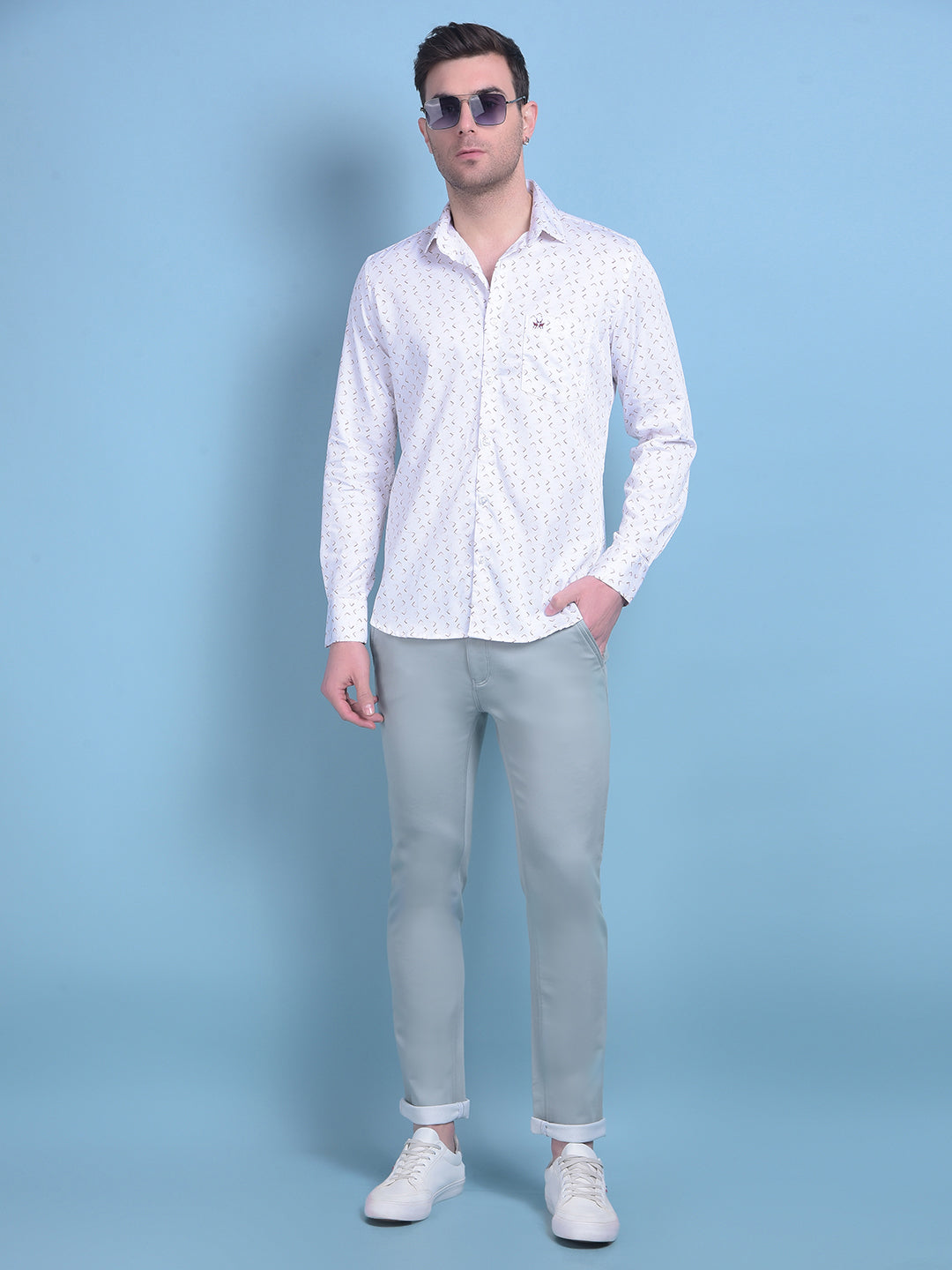 Printed White Shirt-Men Shirts-Crimsoune Club