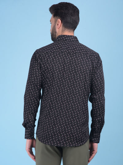 Printed Black Shirt-Men Shirts-Crimsoune Club