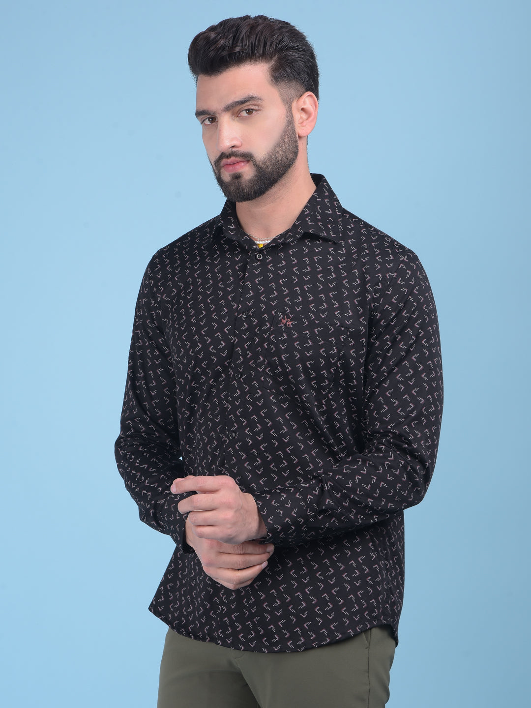 Printed Black Shirt-Men Shirts-Crimsoune Club