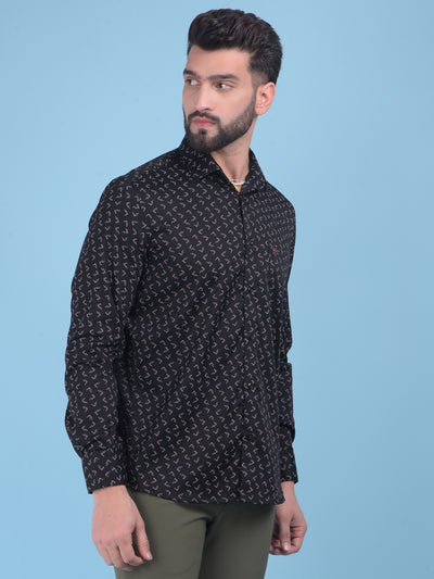 Printed Black Shirt-Men Shirts-Crimsoune Club