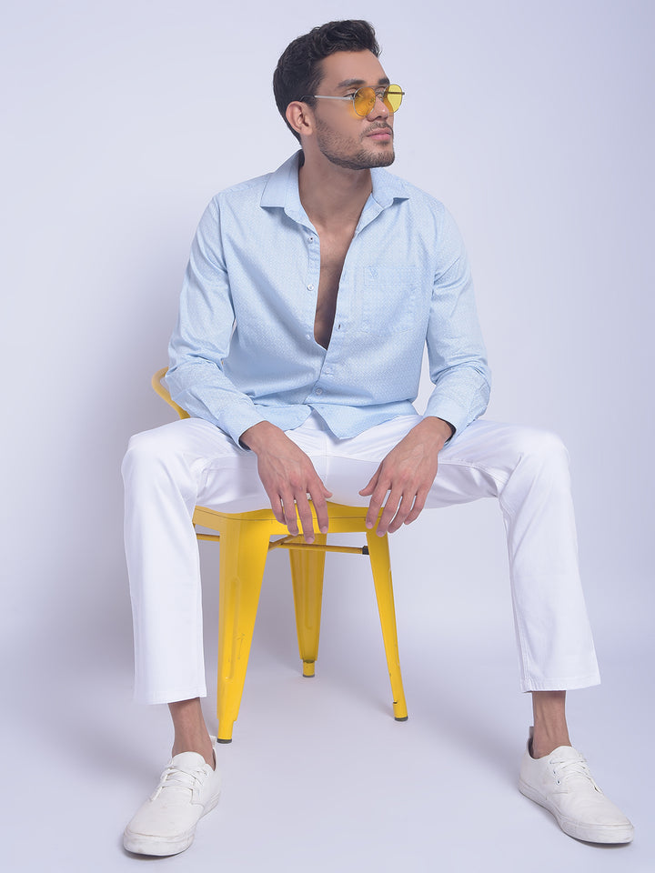 Blue Printed Shirt-Men Shirts-Crimsoune Club