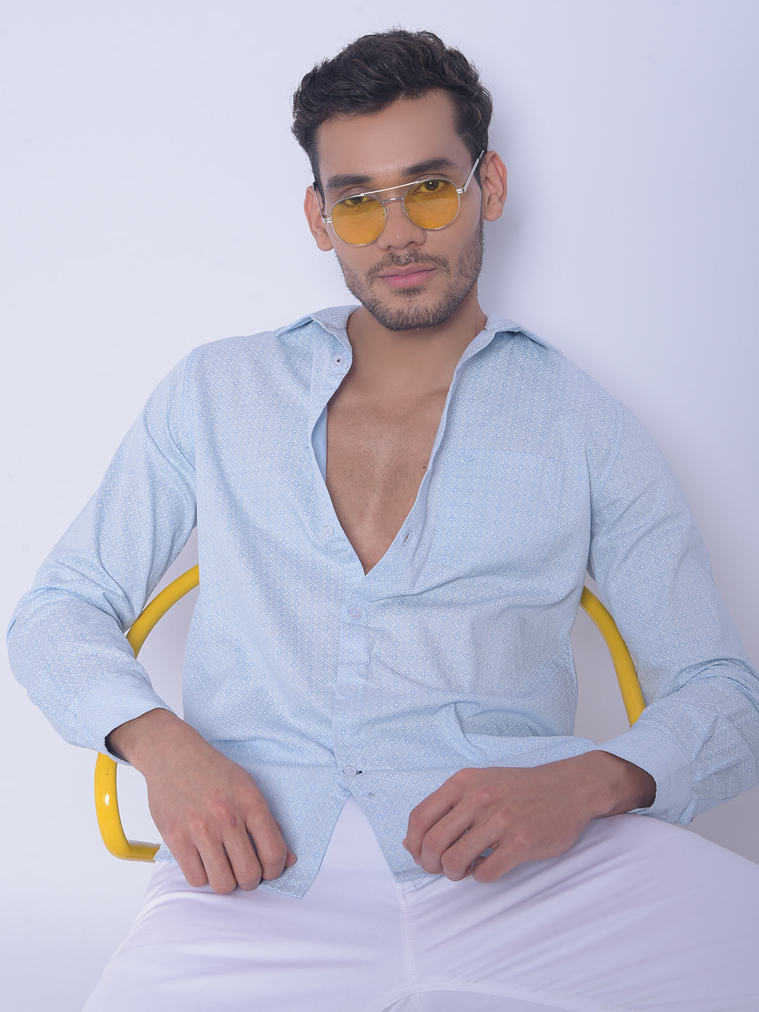 Blue Printed Shirt-Men Shirts-Crimsoune Club
