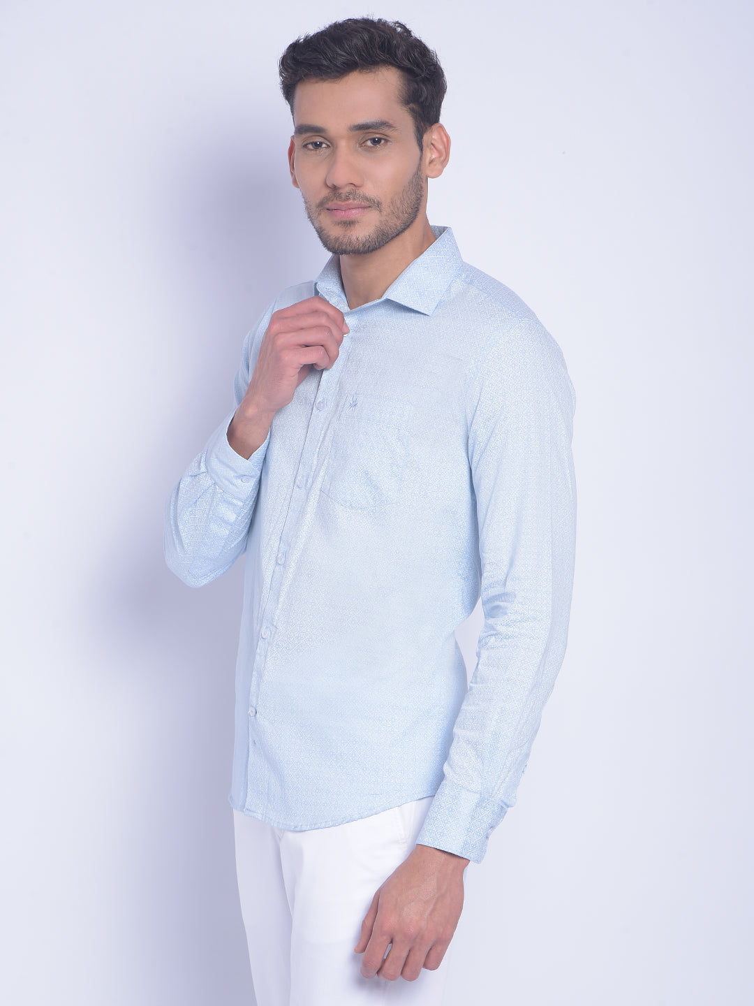 Blue Printed Shirt-Men Shirts-Crimsoune Club