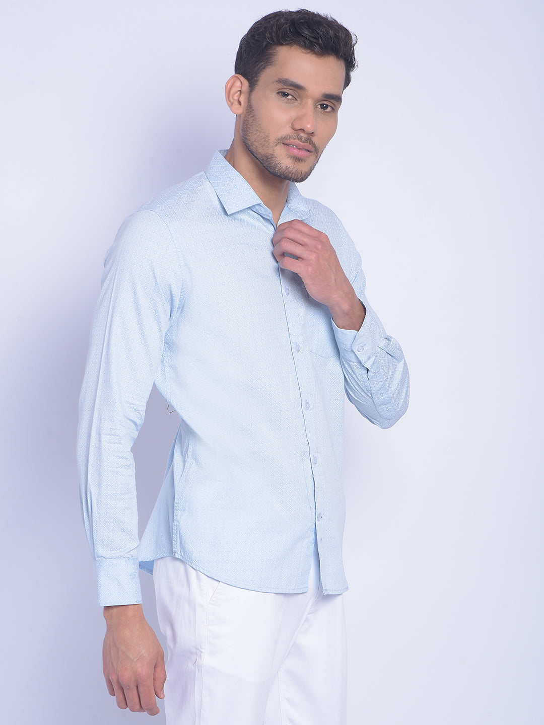 Blue Printed Shirt-Men Shirts-Crimsoune Club