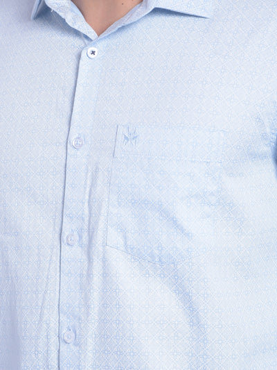 Blue Printed Shirt-Men Shirts-Crimsoune Club