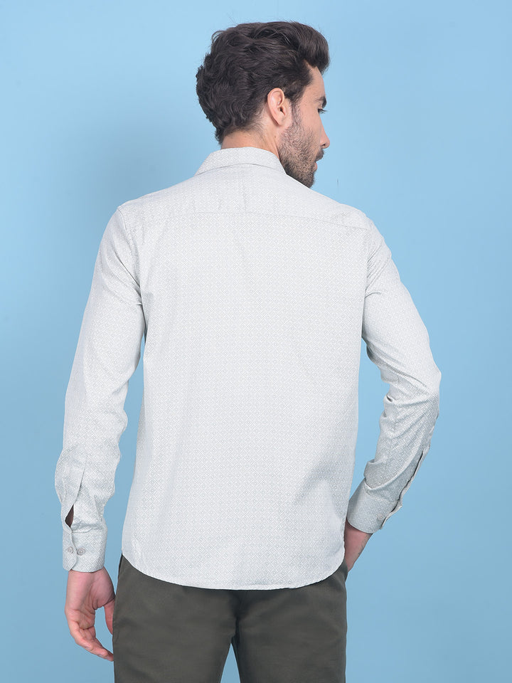 Printed Green 100% Cotton Shirt-Men Shirts-Crimsoune Club