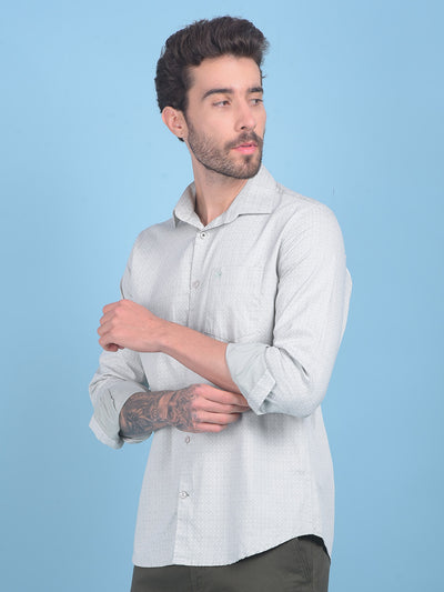 Printed Green 100% Cotton Shirt-Men Shirts-Crimsoune Club