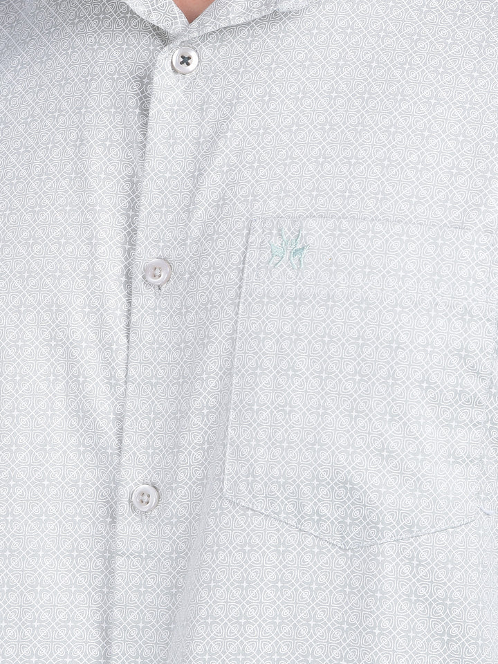 Printed Green 100% Cotton Shirt-Men Shirts-Crimsoune Club