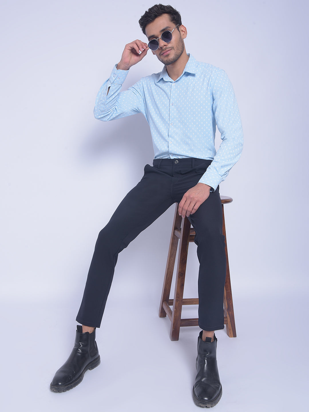 Blue Printed Shirt-Men Shirts-Crimsoune Club