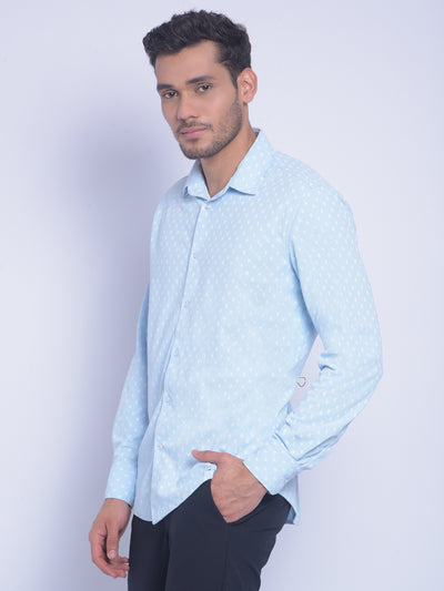 Blue Printed Shirt-Men Shirts-Crimsoune Club