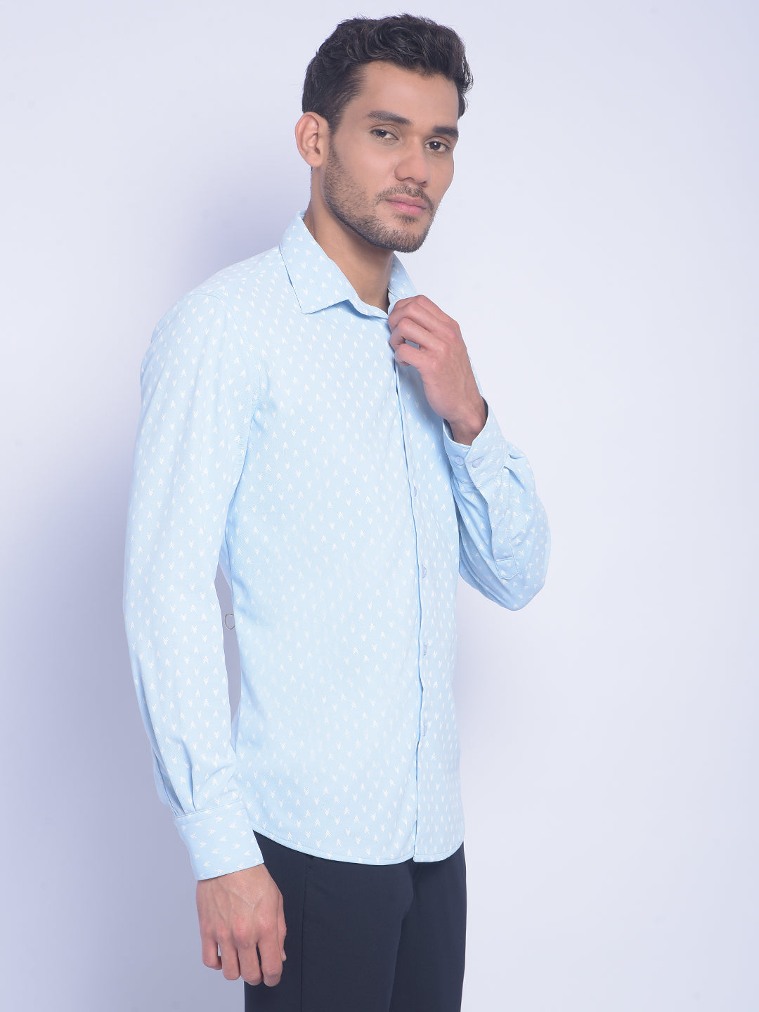 Blue Printed Shirt-Men Shirts-Crimsoune Club