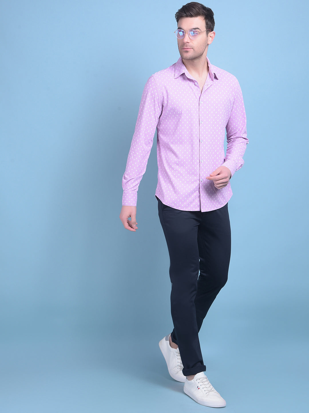 Printed Purple Shirt-Men Shirts-Crimsoune Club