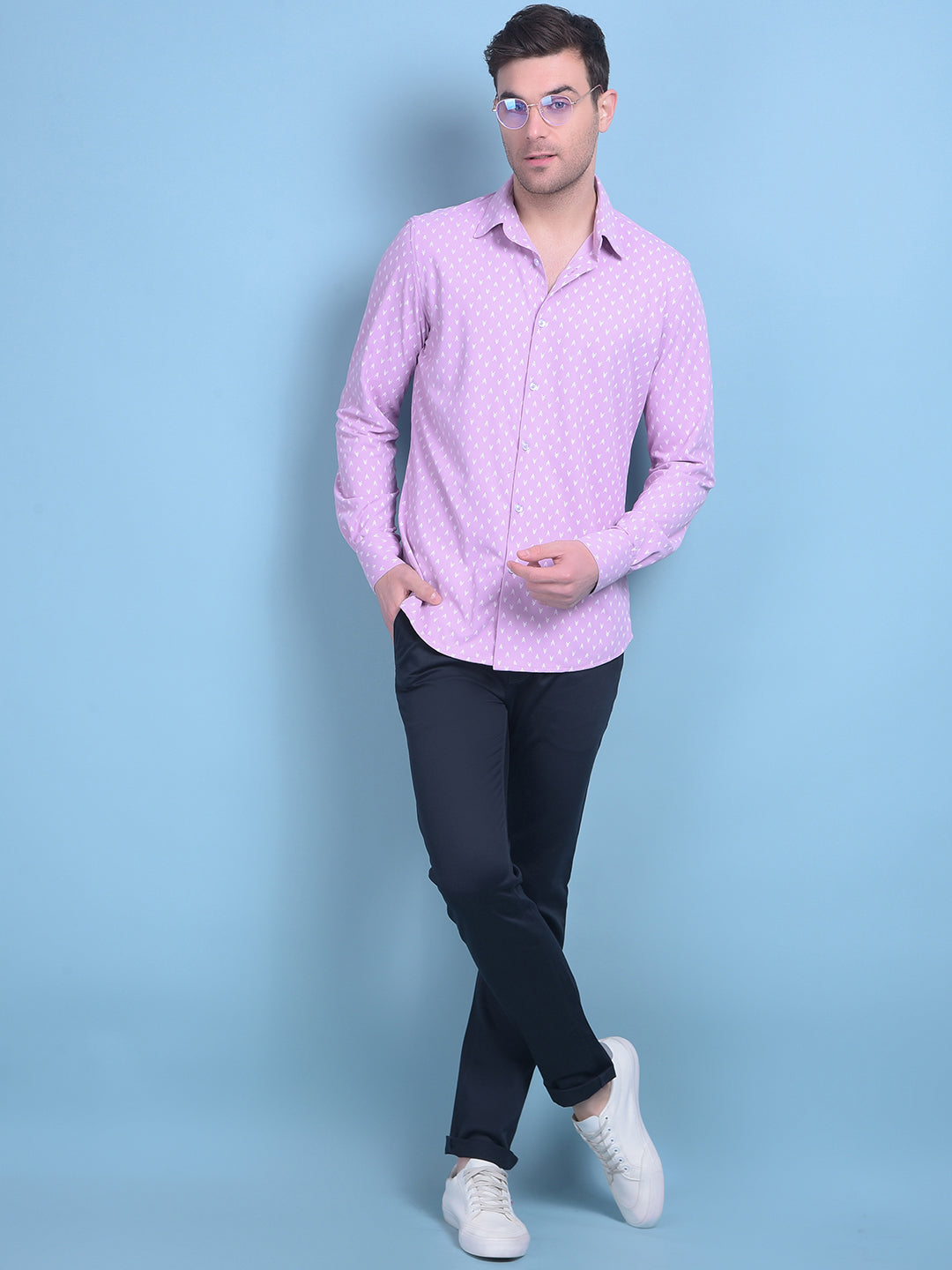Men Purple Shirt With Jeans Printed Purple Shirt – Crimsoune Club