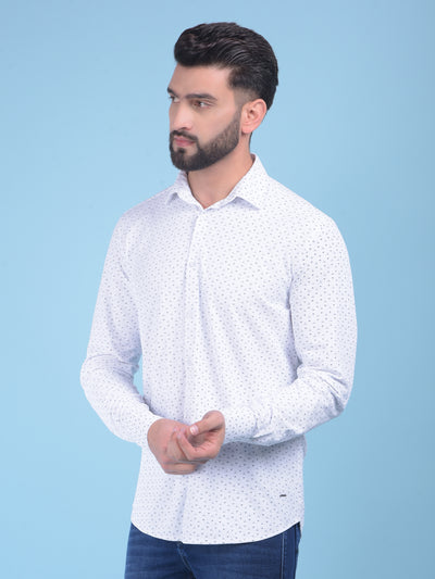 Printed White Shirt-Men Shirts-Crimsoune Club