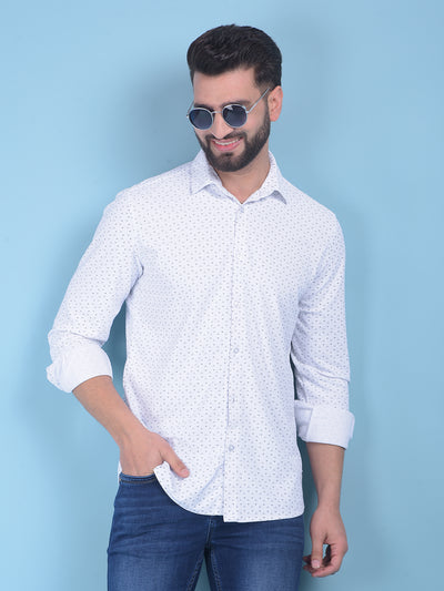 Printed White Shirt-Men Shirts-Crimsoune Club