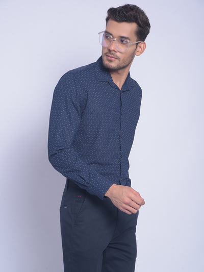 Blue Printed Shirt-Men Shirts-Crimsoune Club